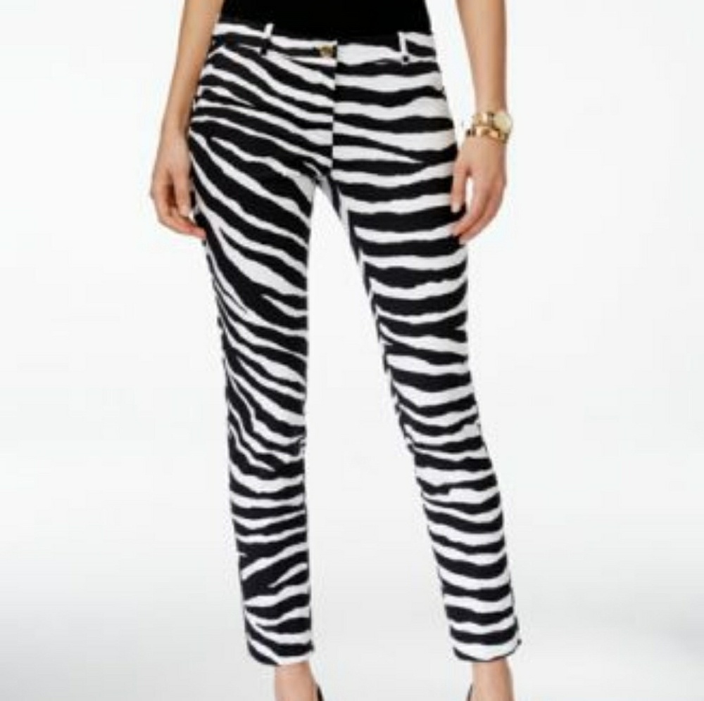 Michael Kors Black and White Zebra Print Pants